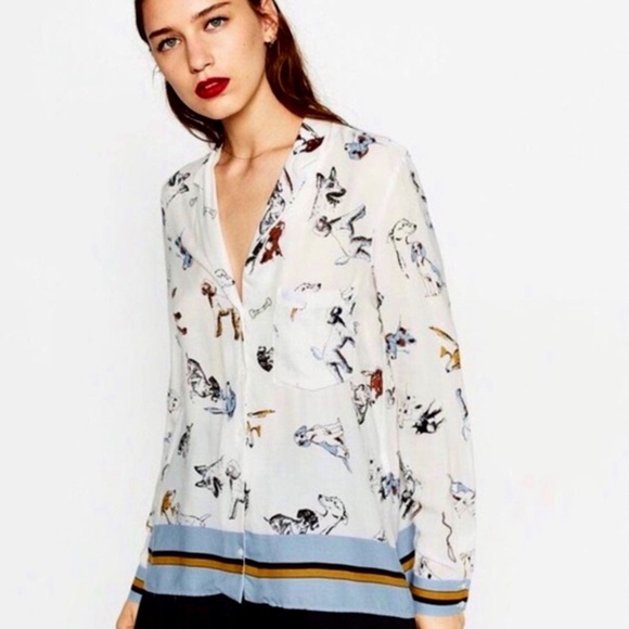 Zara Tops Zara Dog Blouse Poshmark